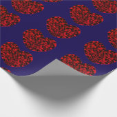 Papier Cadeau Red Hearts on Blue Wrapping Paper (Coin)