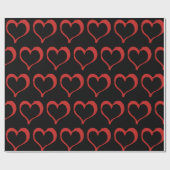 Papier Cadeau Red Hearts sur Black Love Motif (Plat)
