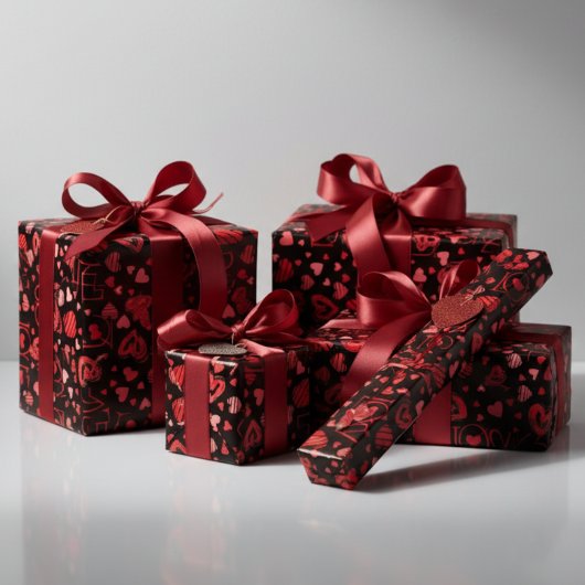 Papier Cadeau Red Hearts Valentine's Day Love