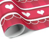Papier Cadeau Red Hearts Valentine's Day Motif (Coin rond)