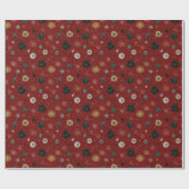 Papier Cadeau Red Holiday Pattern with Snowflakes (Plat)