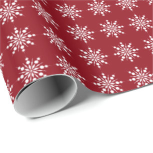 Papier Cadeau Red Holiday Snowflakes Joyeux Noël