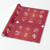 Papier Cadeau Red Holiday Snowflakes Joyeux Noël (Déroulé)