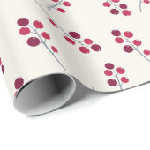 Papier Cadeau Red Holly Pip Berries Festive (Coin rond)