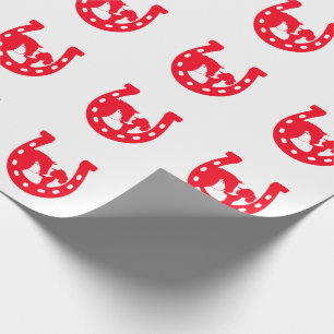 Papier Cadeau Red Horseshoe Girl and Horse