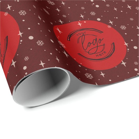 Papier Cadeau Red Joyeux Noël Business Logo Flocon de neige (Coin rond)