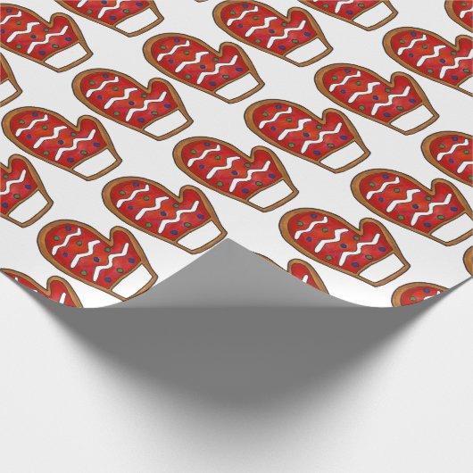 Papier Cadeau Red Knit Mittens Noël Sucre Cookie Holiday (Coin)