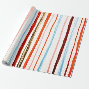 Papier Cadeau Red Lines Pattern. Horizontal Stroke Illustration.