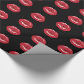 Papier Cadeau Red Lips Kiss Black Romantic Cadeau Envelopper (Coin)