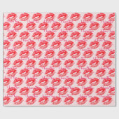 Papier Cadeau Red Lipstick Baisers Je t'aime (Plat)