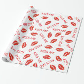 Papier Cadeau Red Lipstick Kiss Me Lips Valentine's Day Love (Déroulé)