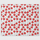 Papier Cadeau Red Lollipops, Heart Lollipops, Lollipop Pattern (Plat)