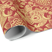 Papier Cadeau Red Lunar chinois Nouvel An du serpent 2025 (Coin rond)