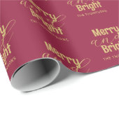 Papier Cadeau Red Merry et Bright Christmas (Coin rond)