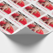 Papier Cadeau Red Merry Photo moderne Noël (Coin)