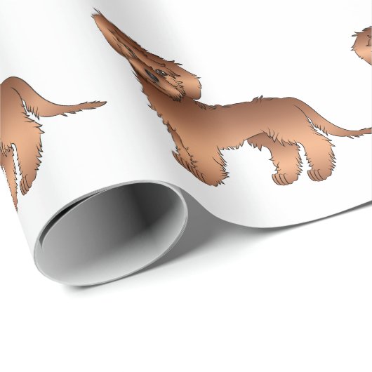 Papier Cadeau Red Mini Goldendoodle mignon Motif de dessin animé (Coin rond)