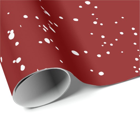 Papier Cadeau Red Minimal Snowflakes Noël (Coin rond)