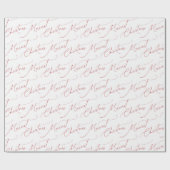 Papier Cadeau Red Minimalist Modern Script Merriest Christmas (Plat)