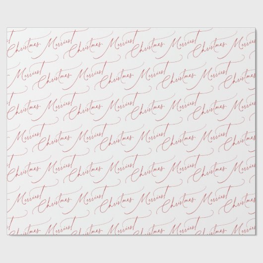 Papier Cadeau Red Minimalist Modern Script Merriest Christmas (Plat)