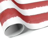 Papier Cadeau Red Modern Strip cadeau de Noël (Coin rond)