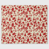 Papier Cadeau Red Multi Motif Festive Papier d'enveloppement de  (Plat)