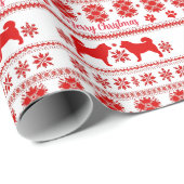 Papier Cadeau Red Nordic Alaskan Malamute Dog Christmas (Coin rond)
