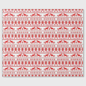Papier Cadeau Red Nordic Boxer Dog Christmas (Plat)