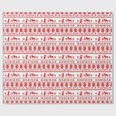 Papier Cadeau Red Nordic Chihuahua Dog Christmas (Plat)