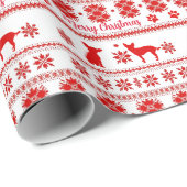Papier Cadeau Red Nordic Chihuahua Dog Christmas (Coin rond)