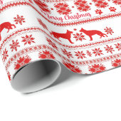 Papier Cadeau Red Nordic German Shepherd Dog Christmas (Coin rond)