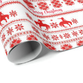 Papier Cadeau Red Nordic Rodeo Cowboy Christmas (Coin rond)
