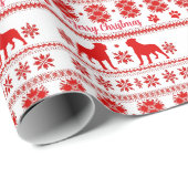 Papier Cadeau Red Nordic Rottweiler Dog Christmas (Coin rond)