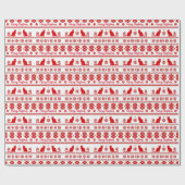 Papier Cadeau Red Nordic Snowflake Sitting Cat Christmas (Plat)