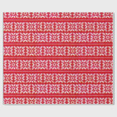 Papier Cadeau Red Nordic Snowflake Ugly Christmas Sweat Party (Plat)