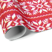 Papier Cadeau Red Nordic Snowflake Ugly Christmas Sweat Party (Coin rond)