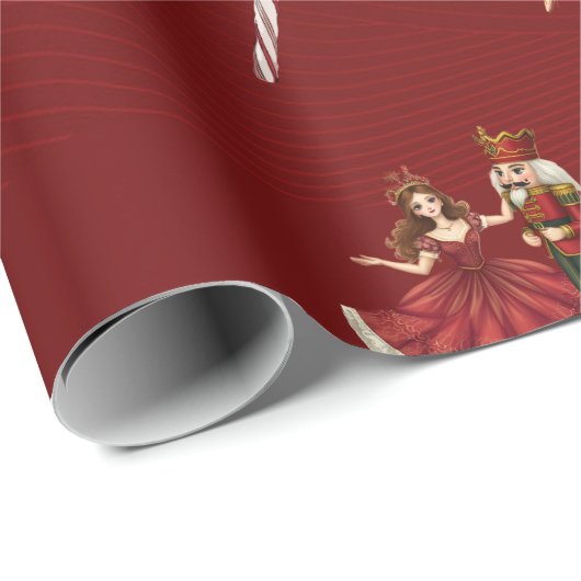 Papier Cadeau Red Nutcracker Clara Candy Cane (Coin rond)