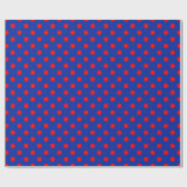 Papier Cadeau Red On Blue Polka Dots Pattern Design  (Plat)