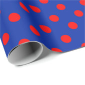 Papier Cadeau Red On Blue Polka Dots Pattern Design  (Coin rond)