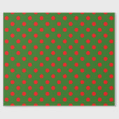 Papier Cadeau Red On Green Polka Dots Pattern Design  (Plat)