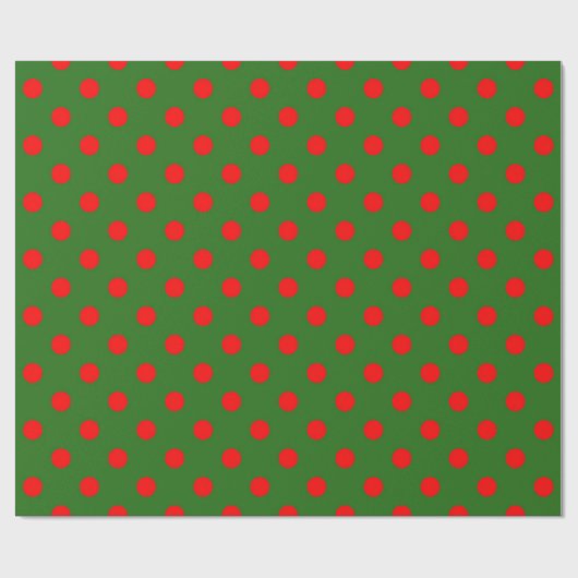 Papier Cadeau Red On Green Polka Dots Pattern Design (Plat)