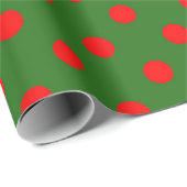 Papier Cadeau Red On Green Polka Dots Pattern Design  (Coin rond)