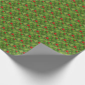 Papier Cadeau Red Ornaments & Evergreen Holiday Wrapping Paper (Coin)