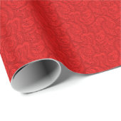 Papier Cadeau Red Paisley (Coin rond)