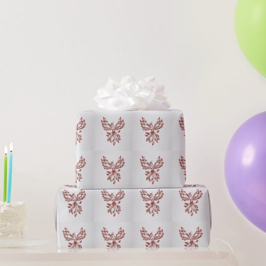 Papier Cadeau Red Phoenix se lève Silver (Cadeaux de fête)