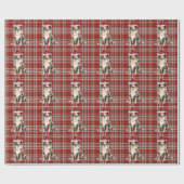 Papier Cadeau Red Plaid Australian Shepherd Chien Noël (Plat)