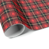 Papier Cadeau Red Plaid Background (Coin rond)