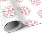 Papier Cadeau Red Plaid Snowflake rustique pays (Coin rond)