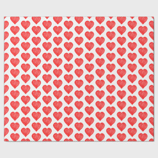 Papier Cadeau Red Playing Card Symbol Heart Shape Lino Cut