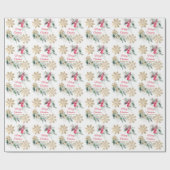 Papier Cadeau Red Poinsettia Fleur Noël Soirée (Plat)