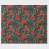 Papier Cadeau Red Poinsettia Winter Floral Christmas Pattern (Plat)